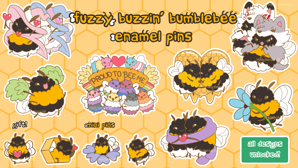 Fuzzy Buzzin' Bumblebees Enamel Pins