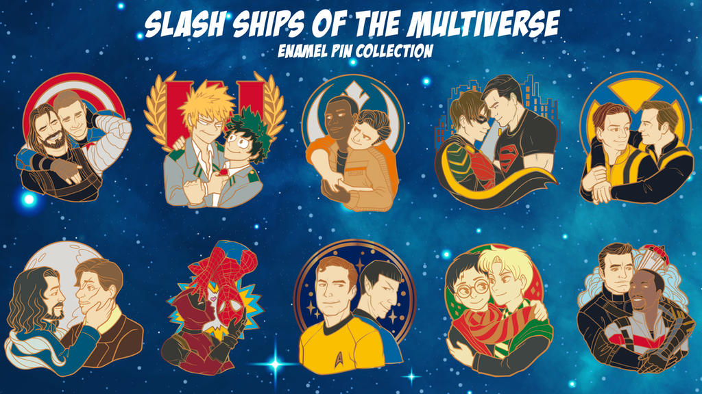 Slash Ships of the Multiverse: a fandom inspired pin series