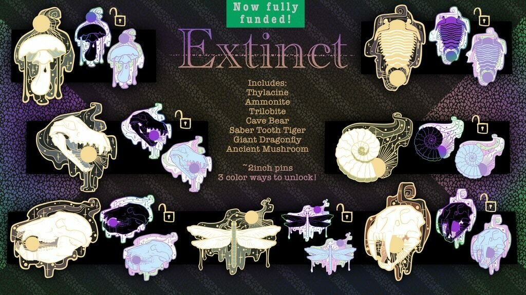 Extinct: Stylish Death Enamel Pin Collection