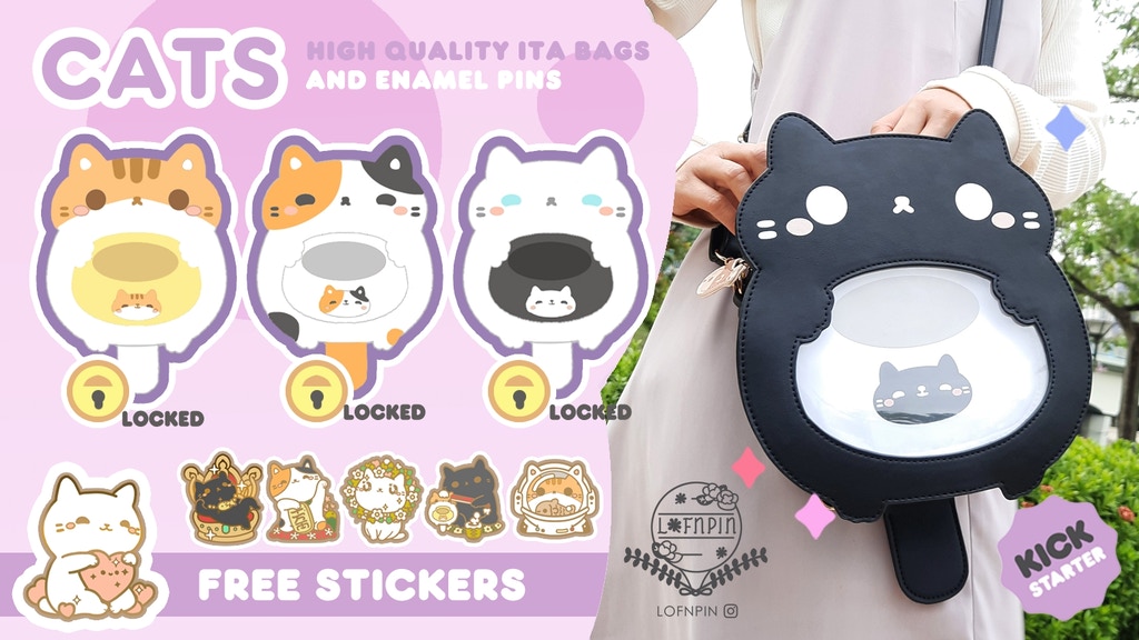 Cat Ita Bag and Enamel Pins