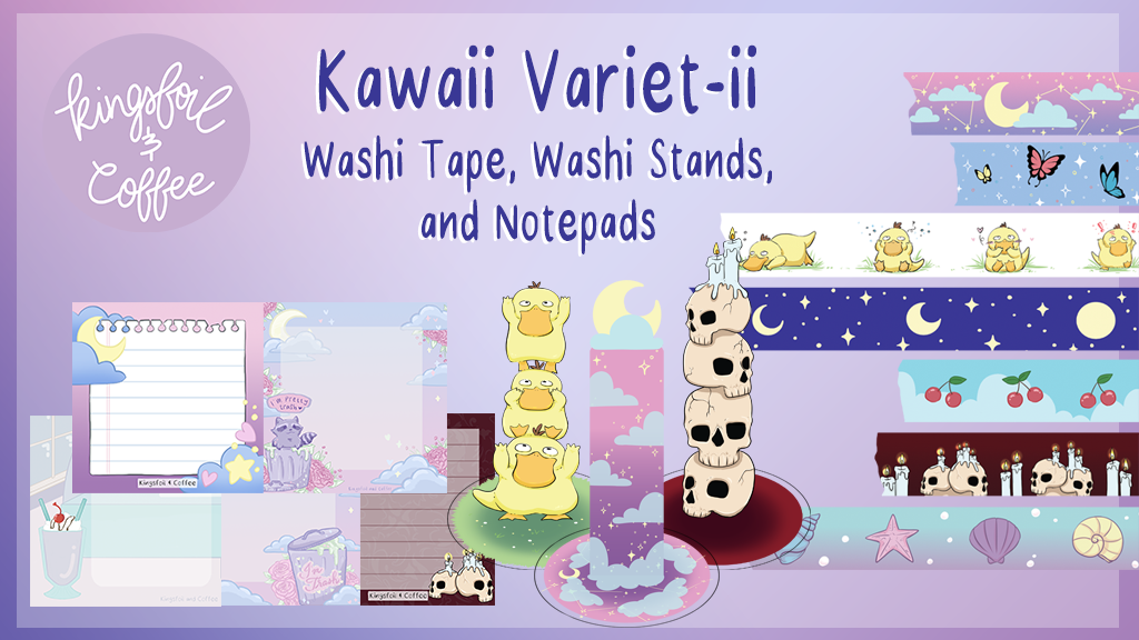 Kawaii Variet-ii Washi Tape, Washi Stands, and Notepads
