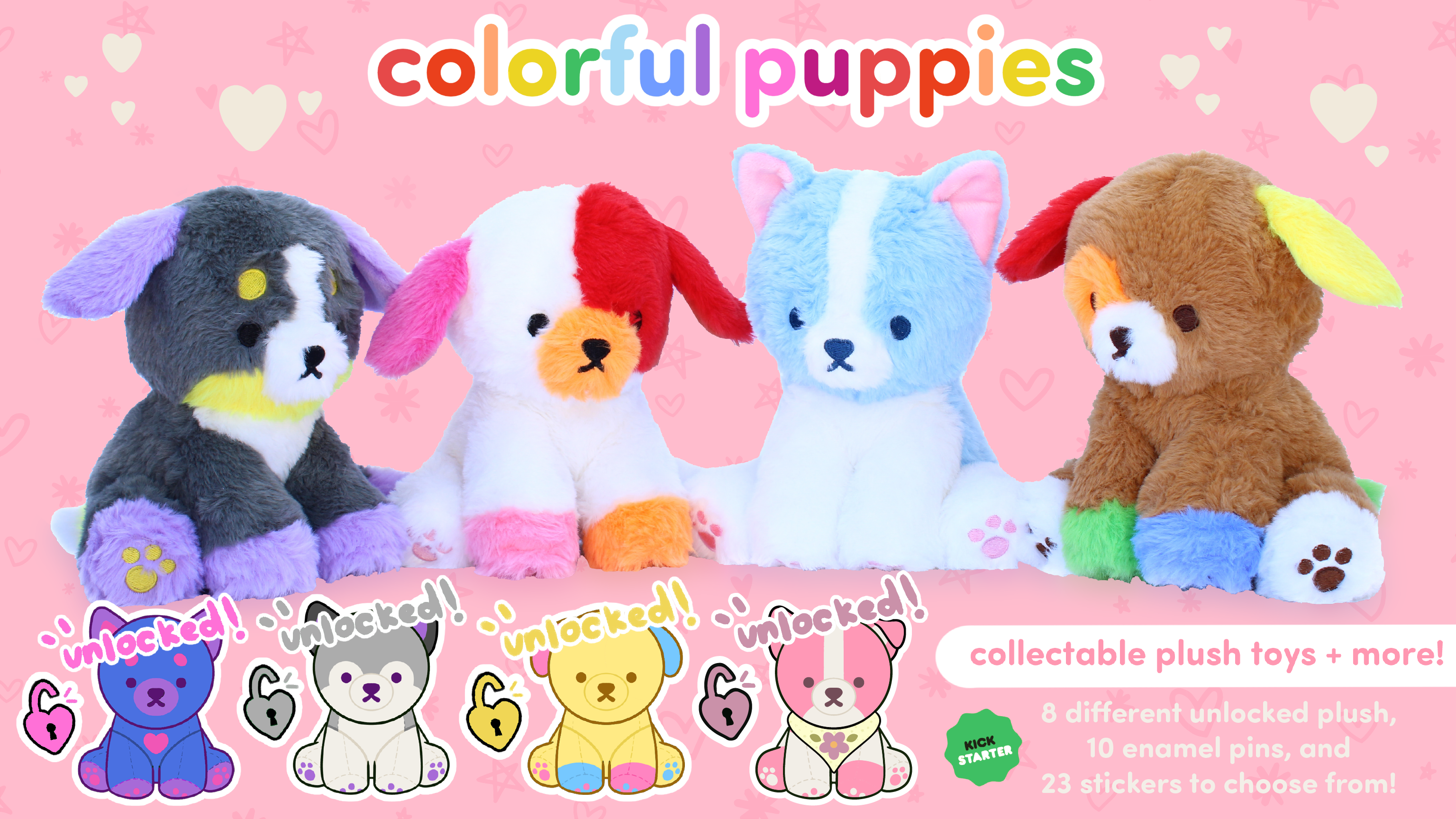 Colorful Puppy Plushies