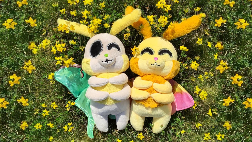 Lydia the Luna Moth and Lenore the Rosy Maple Moth Plush