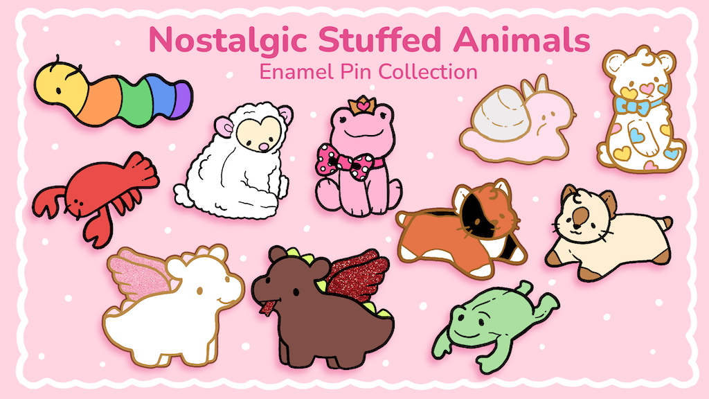 Nostalgic Stuffed Animals ~ Enamel Pins!