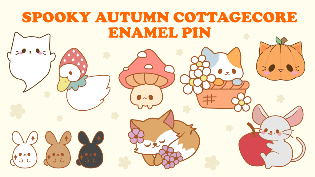 Spooky Autumn Cottagecore Hard Enamel Pins