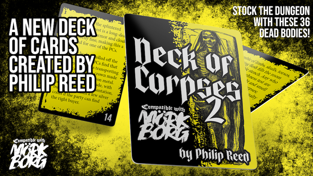 Deck of Corpses 2, a third-party expansion for Mörk Borg