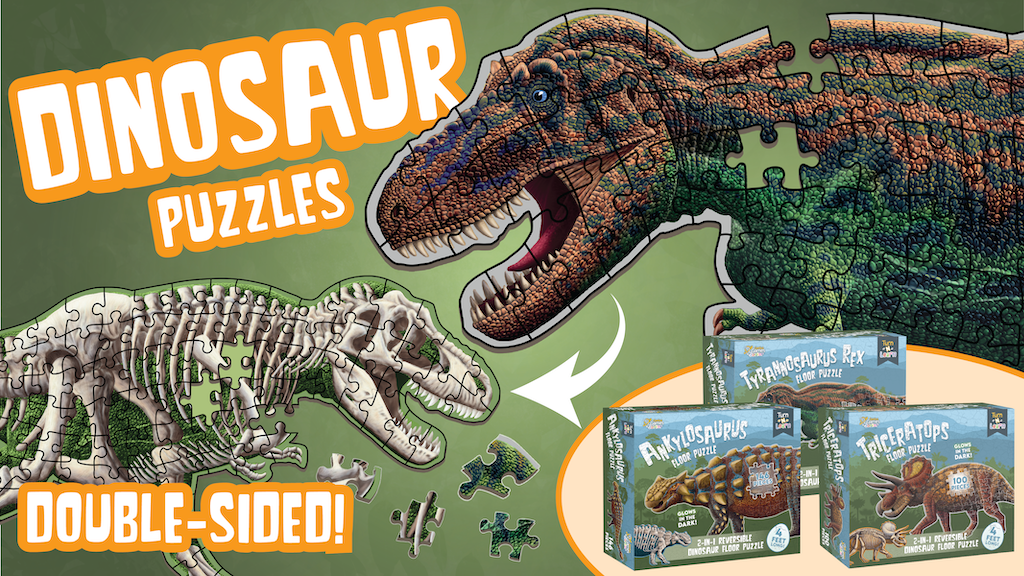 Dinosaur Floor Puzzles – Double-Sided & Glow-in-the-Dark!