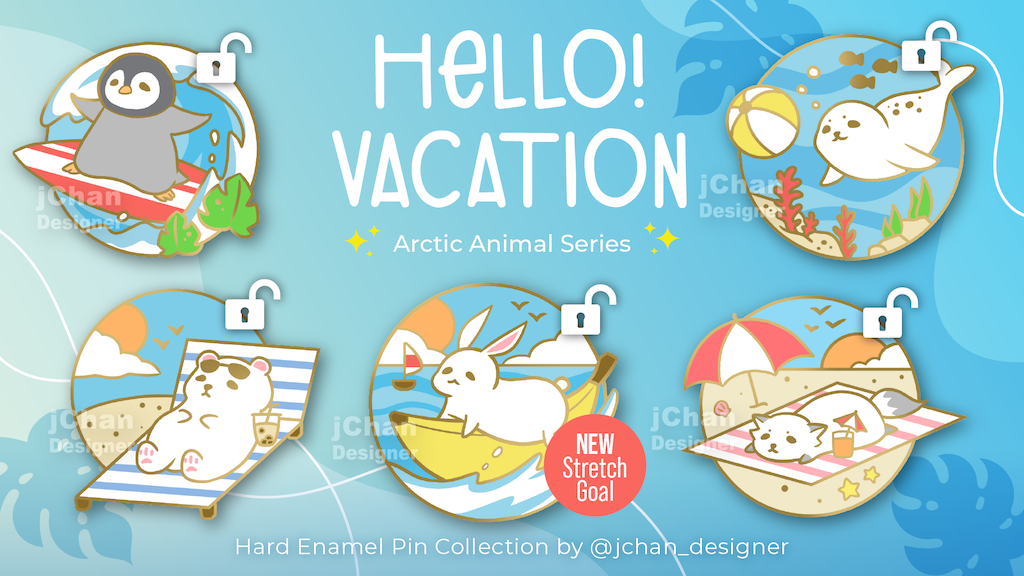 Hello! Vacation | Kawaii & Cute Arctic Animal Enamel Pins