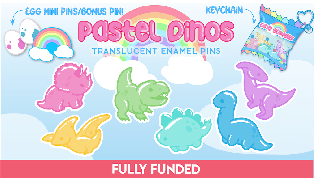 Pastel Dinos: Enamel Pin Series & Keychain