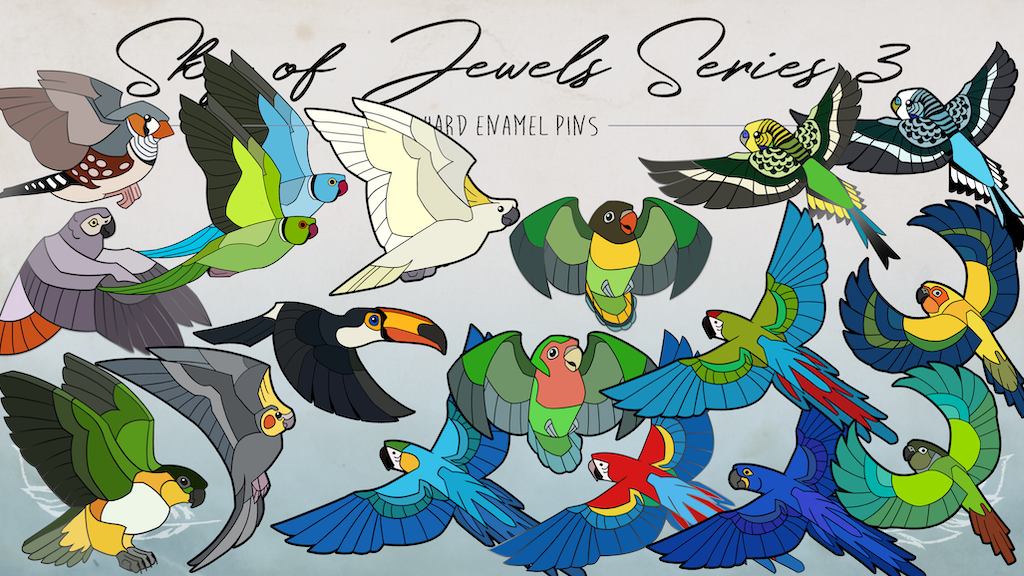 'Sky of Jewels' Series III Pet Birds Hard Enamel Pins