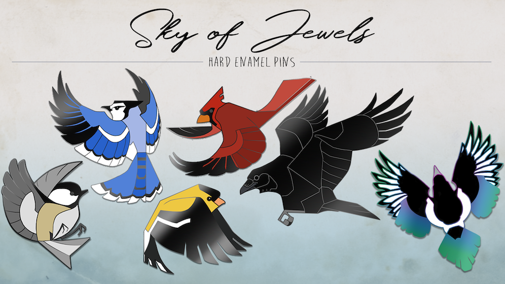 'Sky of Jewels' Bird Hard Enamel Pins