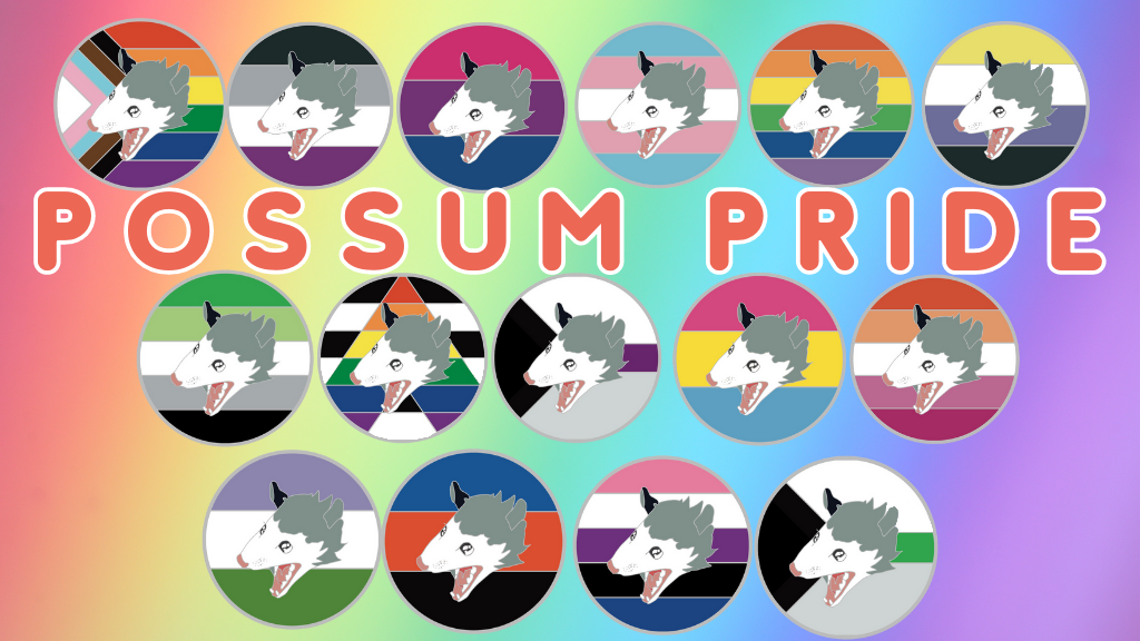 Possum Pride: Screaming Possum Pins for Chaotic Queers