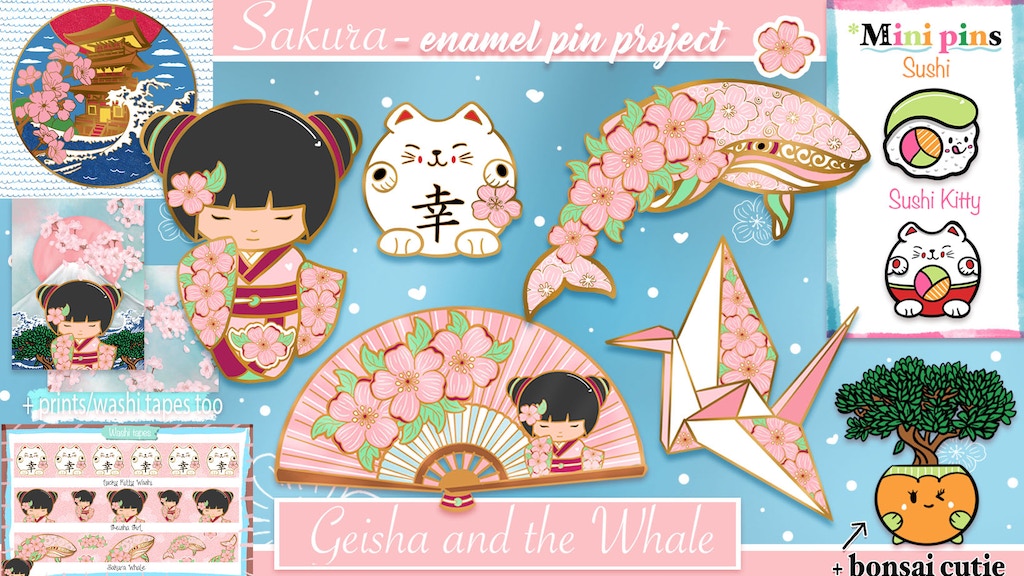 Sakura - Geisha and The Whale - enamel pin project