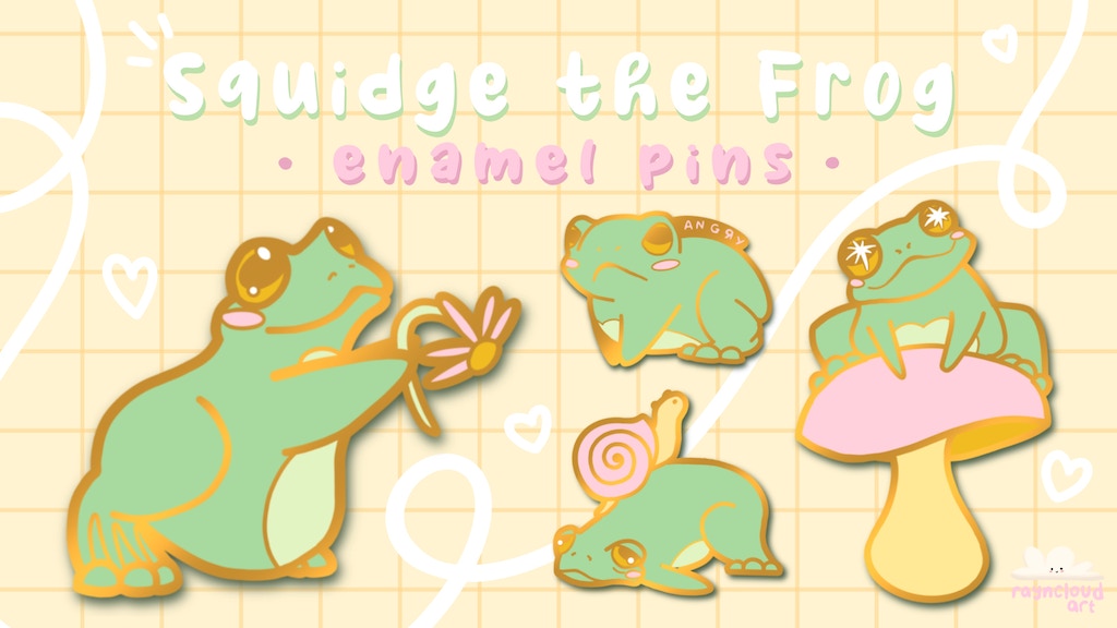 Squidge the Frog Enamel Pin Collection