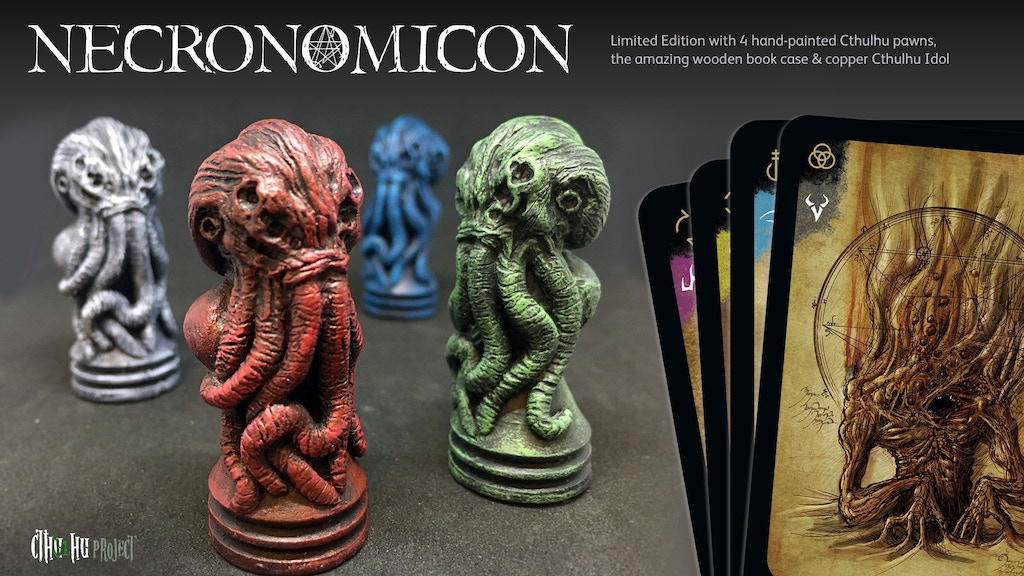 Necronomicon by Abdul Alhazred with Cthulhu pawns & Idol