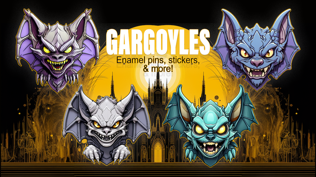 GARGOYLES Glow-in-the-Dark Enamel Pin set LE 100