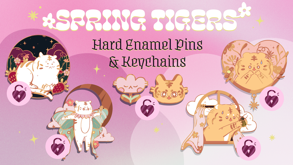 Spring Tigers - Cute Cat Enamel Pins 🍓