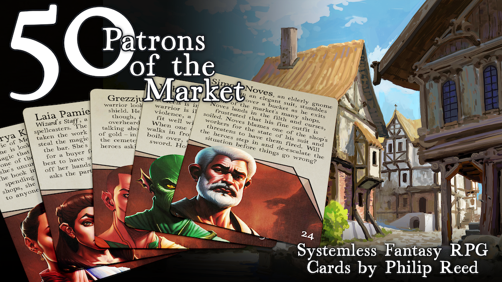 50 Patrons of the Market, Systemless Fantasy RPG Cards