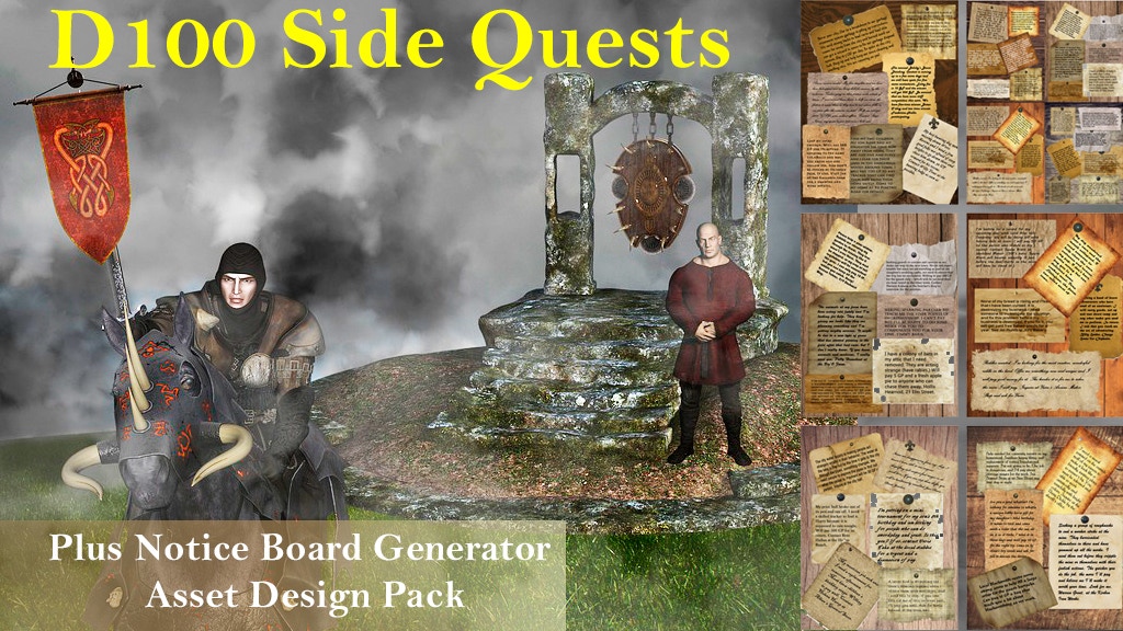 D100 Side Quests + Notice Board Asset Pack