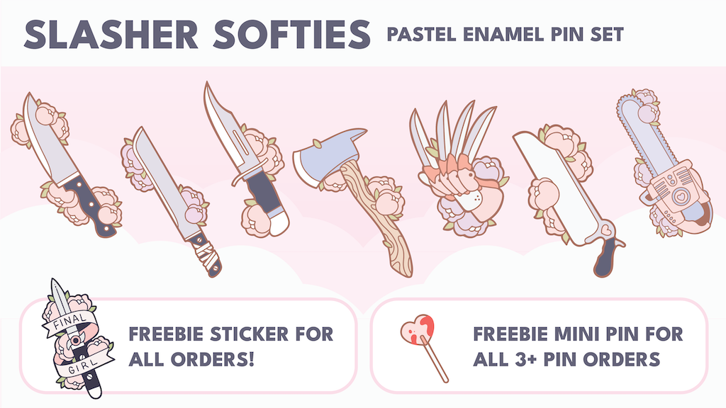 Slasher Softies: Pastel Weapons Enamel Pin Set