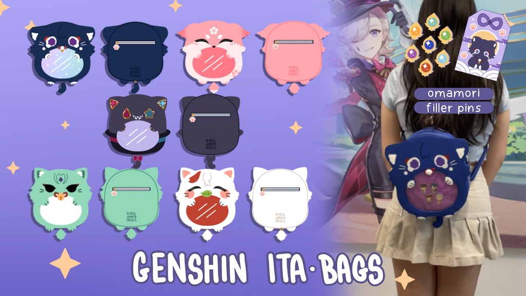 genshin animal companion ita bags ! scarameow bag