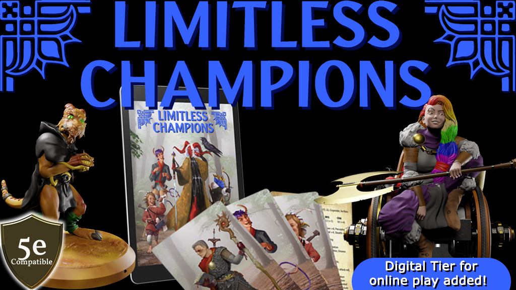 Limitless Champions: Disabled D&D 5e NPC Cards & Miniatures