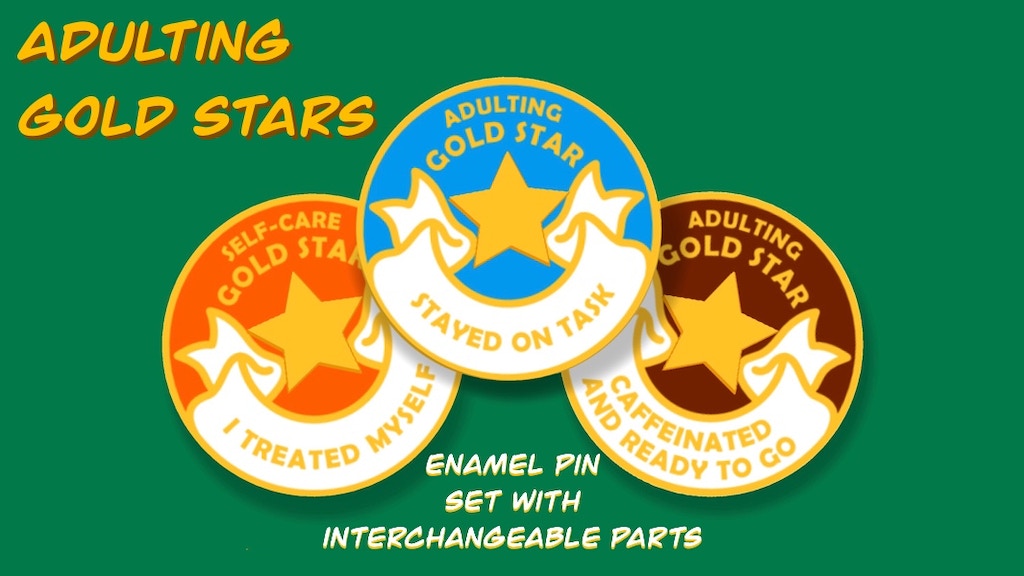 Adulting Gold Star Pins