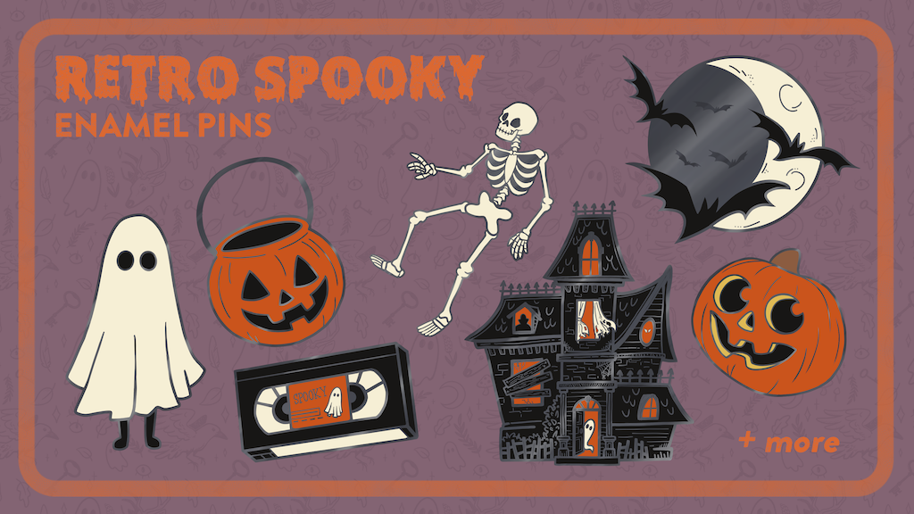 Retro Spooky Enamel Pins