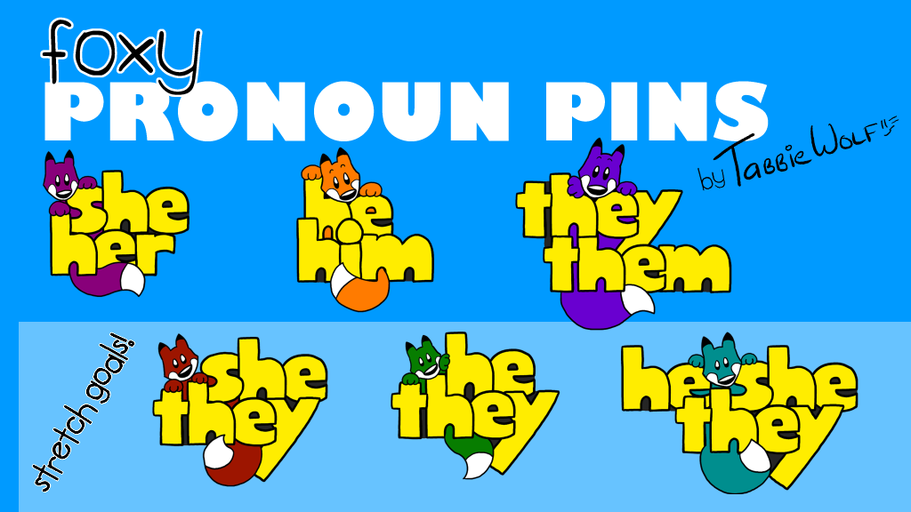 Foxy Pronoun Pins