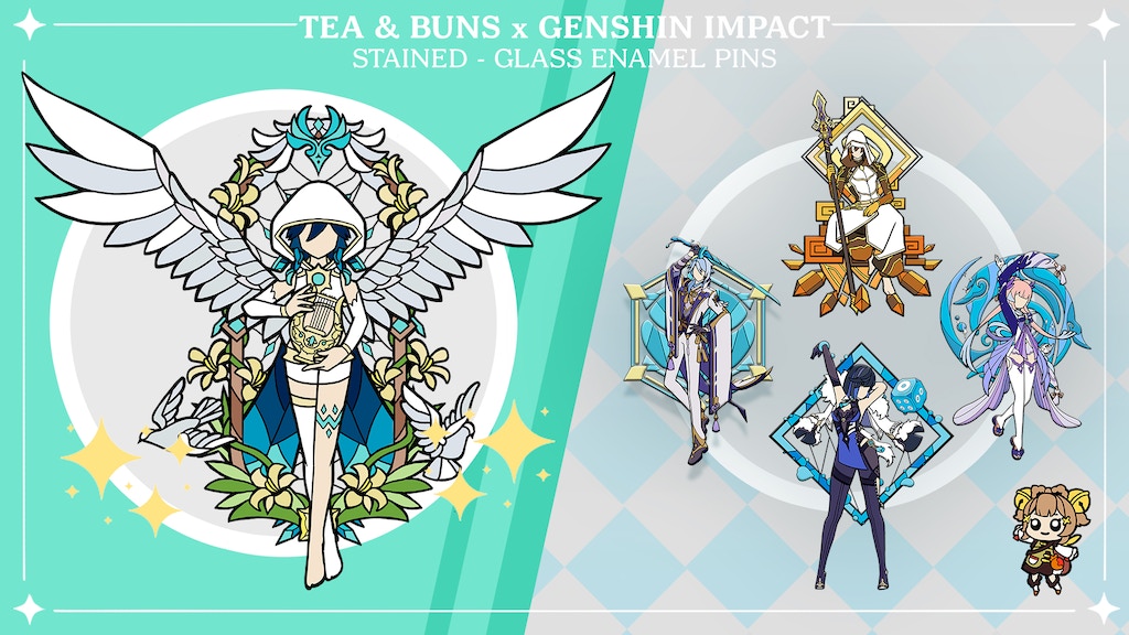 Genshin Impact Stained Glass Enamel Pins V3.0