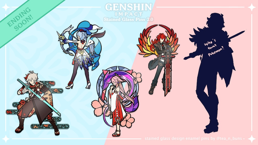 Genshin Impact Stained Glass Enamel Pins V2.0