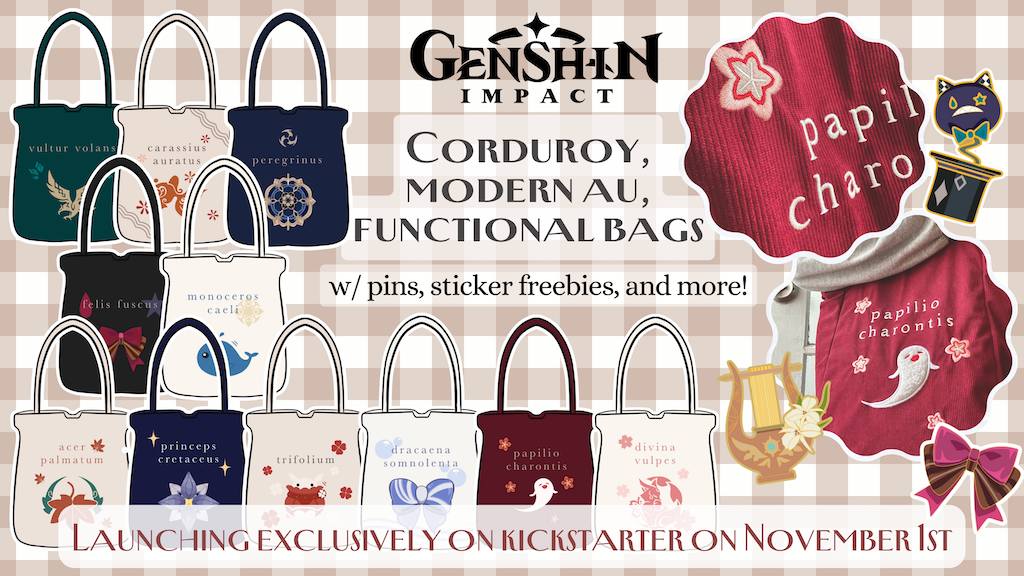 Genshin Impact Modern AU Corduroy Bags
