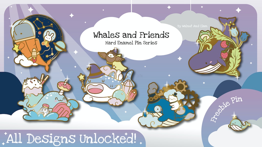 Whales and Friends: Cute Hard Enamel Pin Series