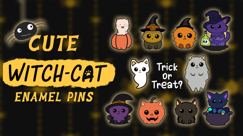 Witchy Whiskers: Enchanting Cat Witches Enamel Pins