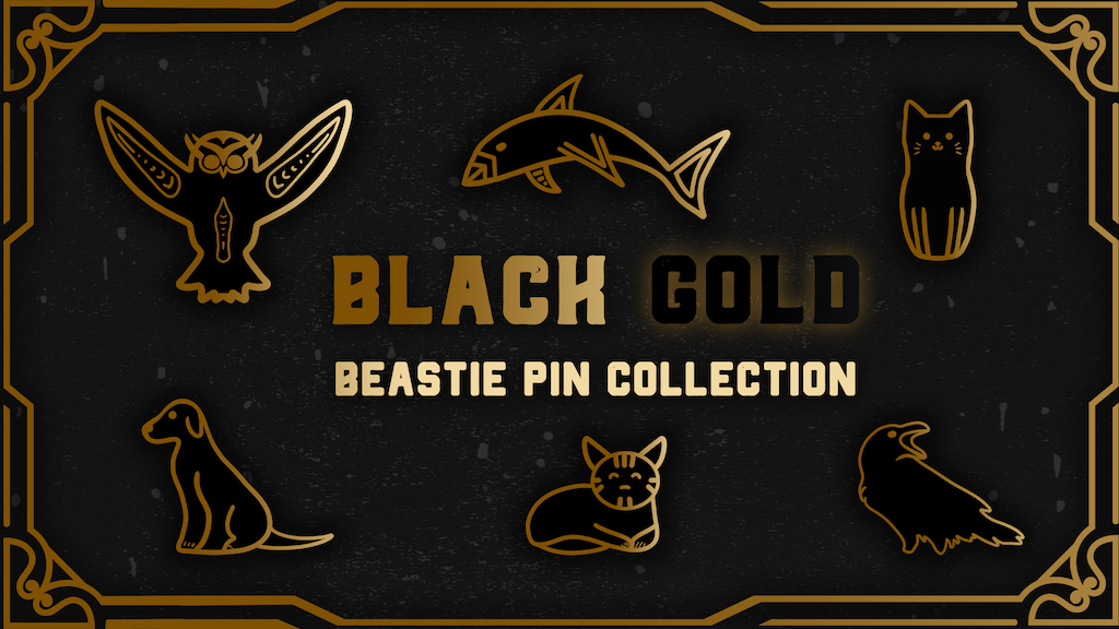 Black and Gold Beastie Enamel Pin Collection