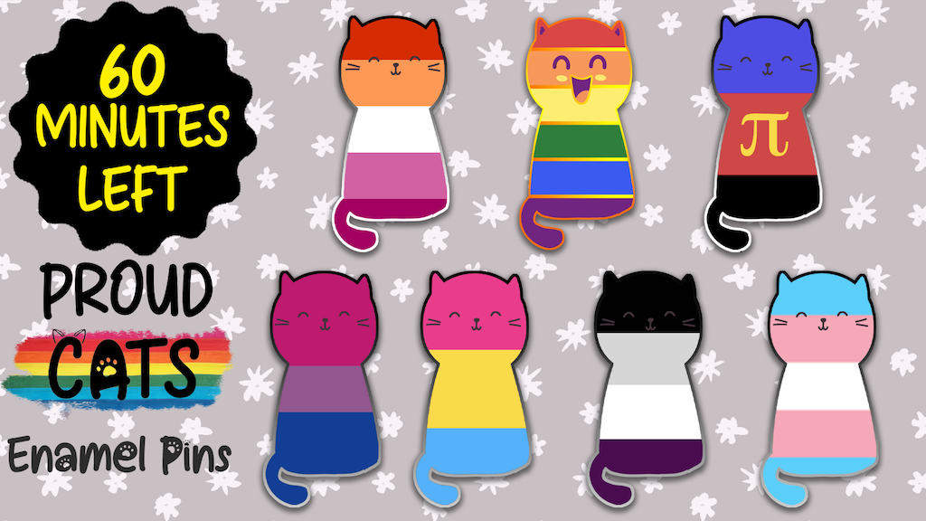 Show pride, Show love. LGBT Cat Pride Enamel Pins