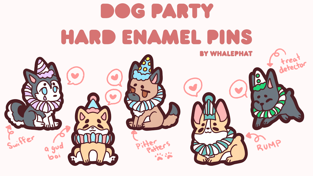 Dog Party Hard Enamel Pins