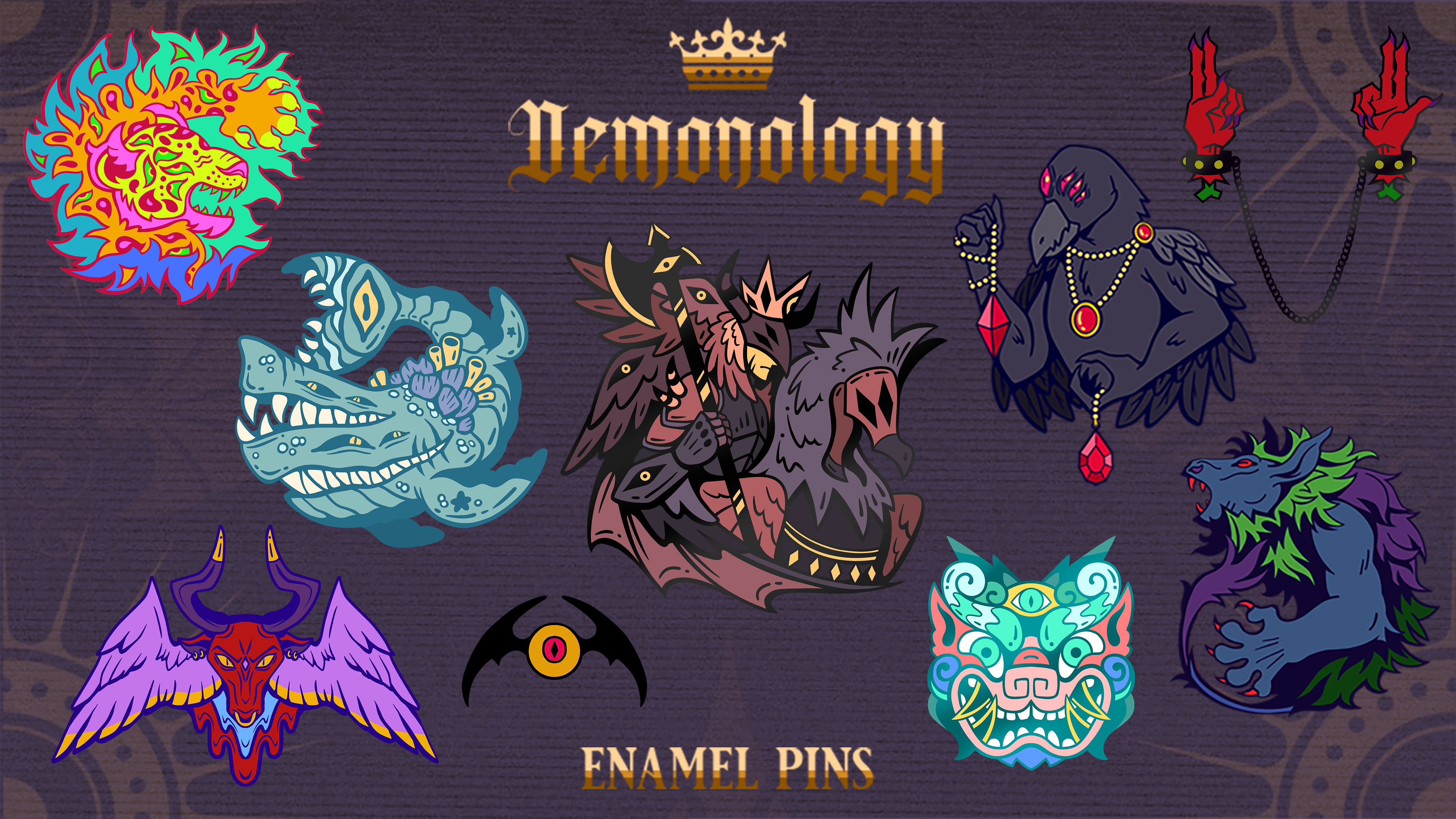 Demonology Enamel Pins