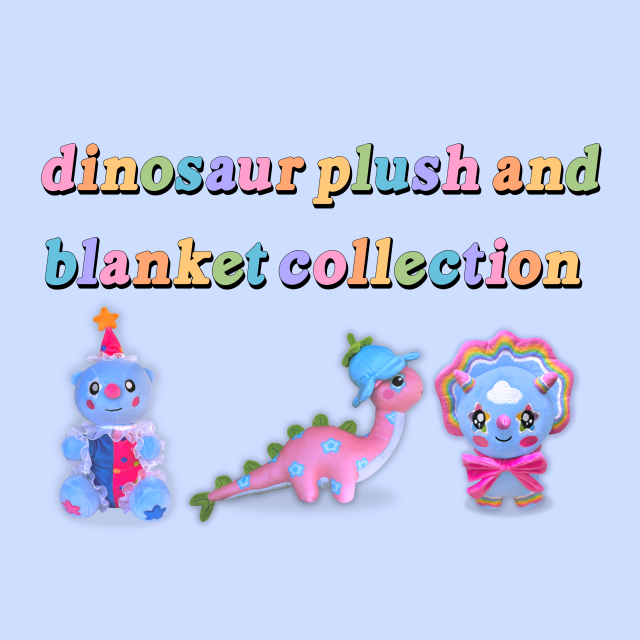 darling dinosaur plushies and blanket