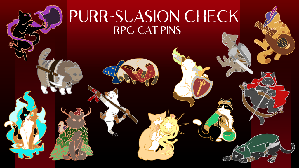 Purr-suasion Check - RPG cat pins