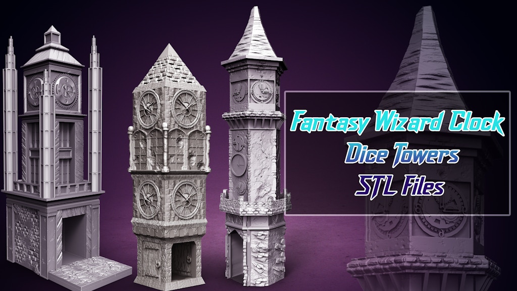 Fantasy Wizard Clock Dice Tower - STL Files