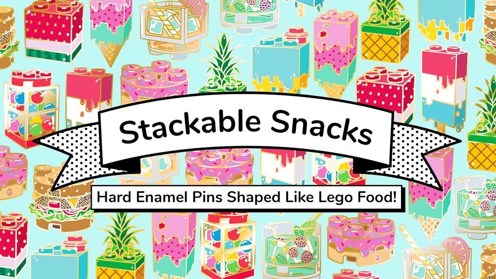 Stackable Snacks - Hard Enamel Pins Shaped Like Lego Food