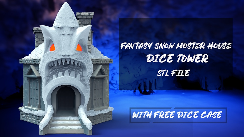 Winter Holidays Fantasy Snow Monster House Dice Tower - STL