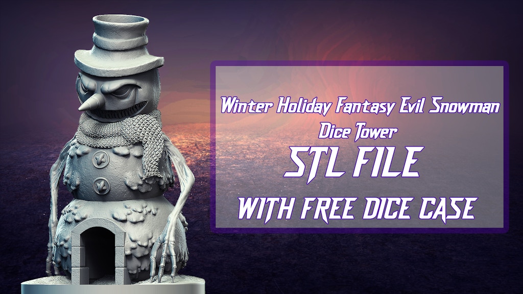 Winter Holiday Fantasy Evil Snowman Dice Tower - STL File