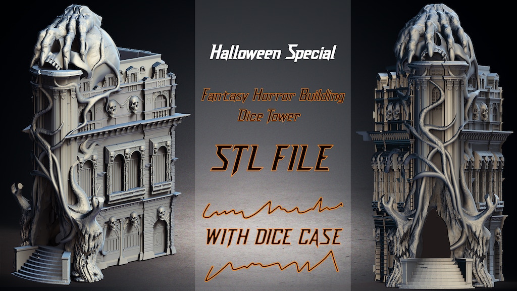Halloween Fantasy Horror Building Dice Tower - STL File
