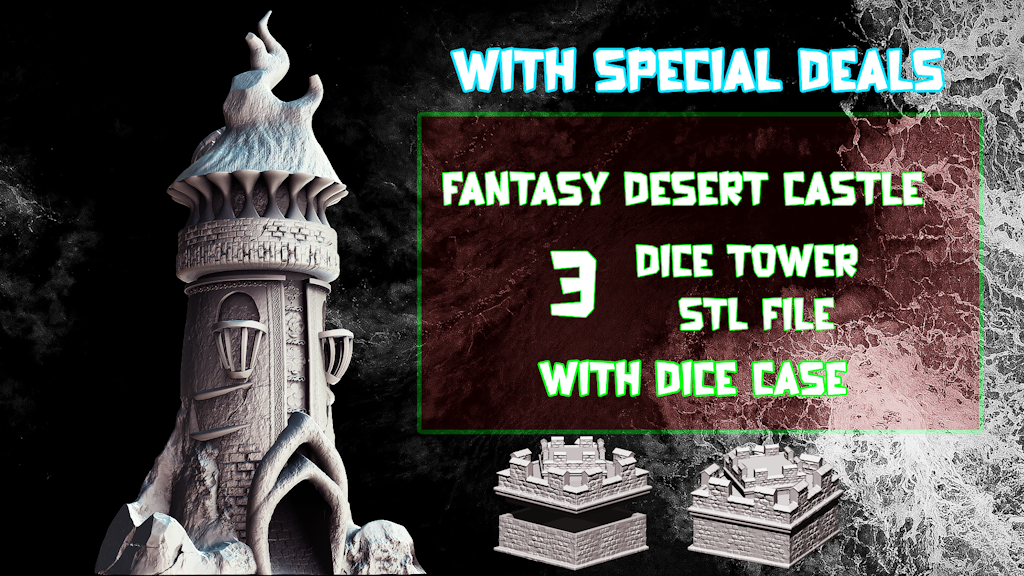 Fantasy Desert Castle 3 Dice Tower - STL File