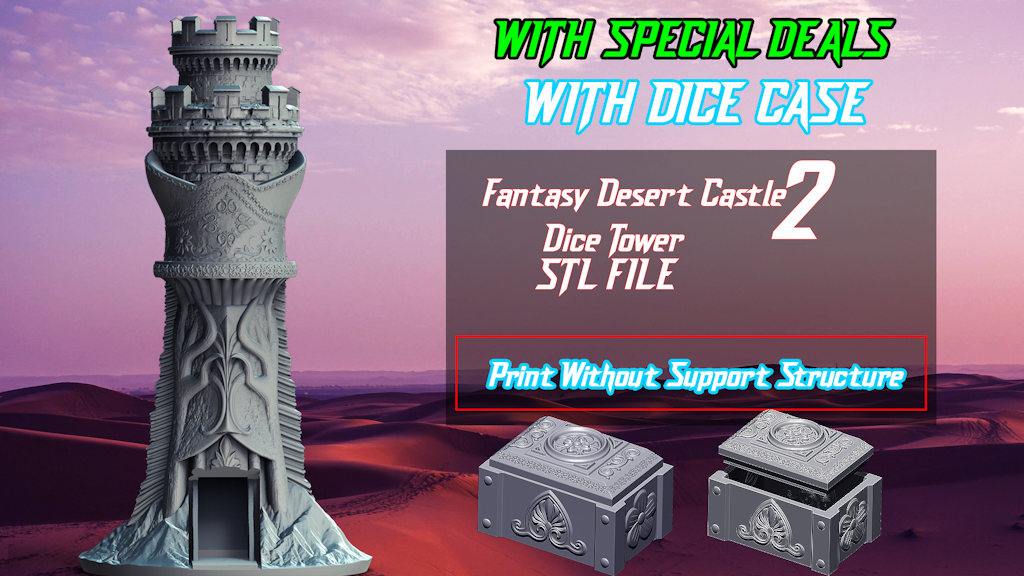 Fantasy Desert Castle 2 Dice Tower - STL File