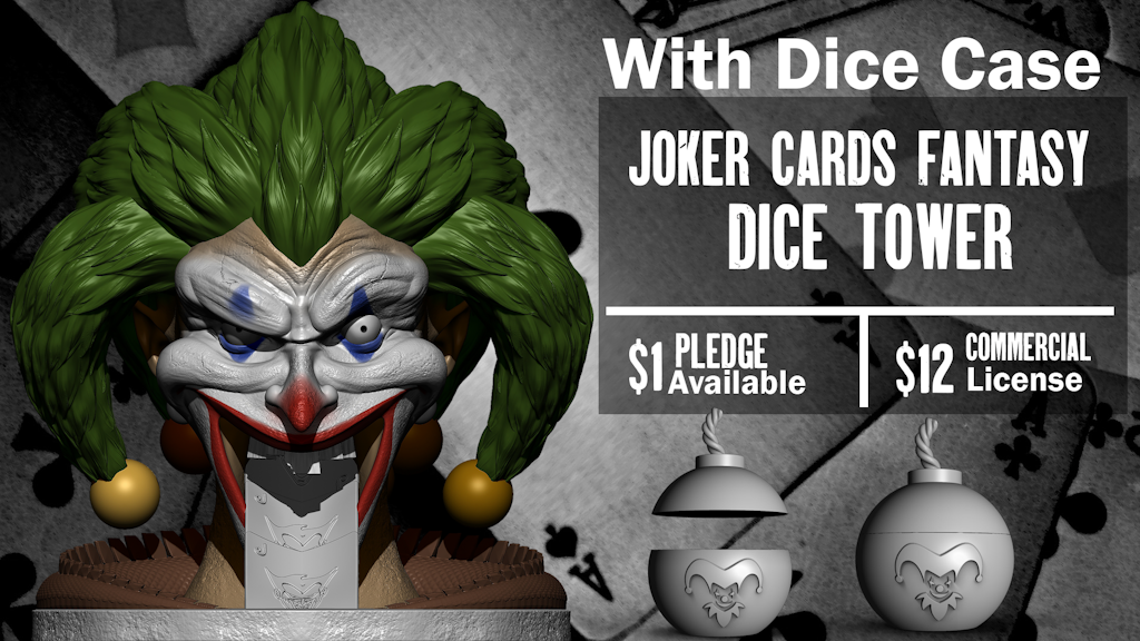 Joker Cards Fantasy Dice Tower - STL File