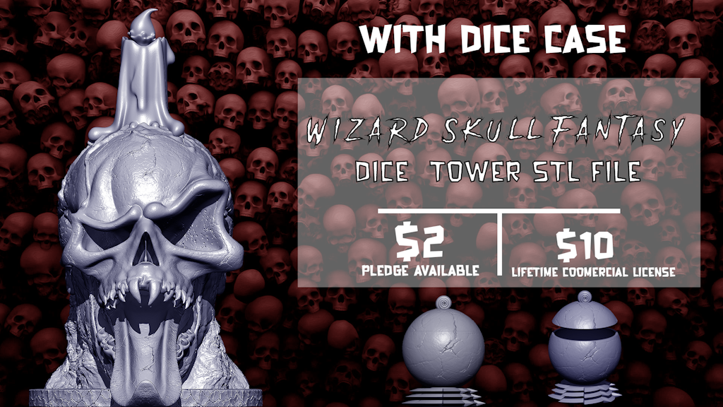 Wizard Skull Fantasy Dice Tower 3D STL File