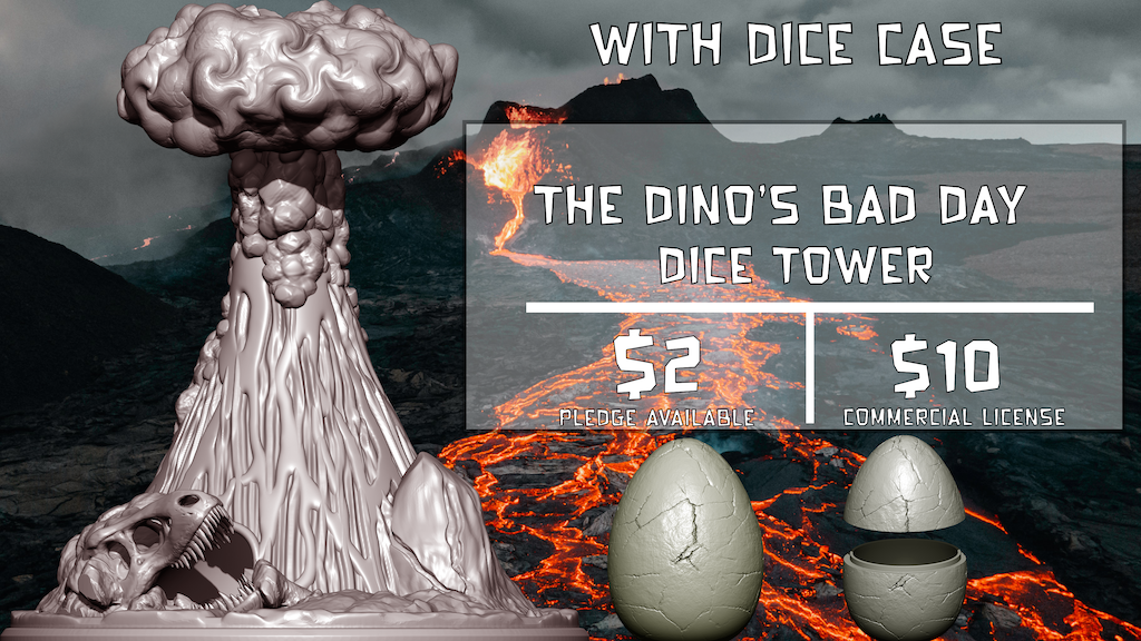 The Dino's Bad Day Dice Tower Campaign STL File